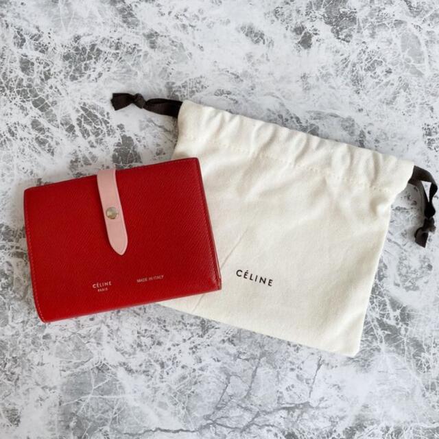 美品 CELINE セリーヌ2つ折り長財布 ストラップ マルチファンクション