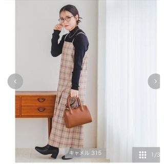 新品　しまむら　yumiさん　キャミワンピース　チェックワンピース　ゆみ　L(ロングワンピース/マキシワンピース)