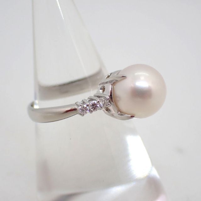 業界最高い品質 Pt900 アコヤ真珠　パール/ダイヤモンド リング 10号[g873-6] リング
