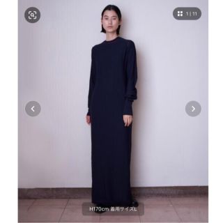 ENOF long knit dress ネイビーL(ロングワンピース/マキシワンピース)