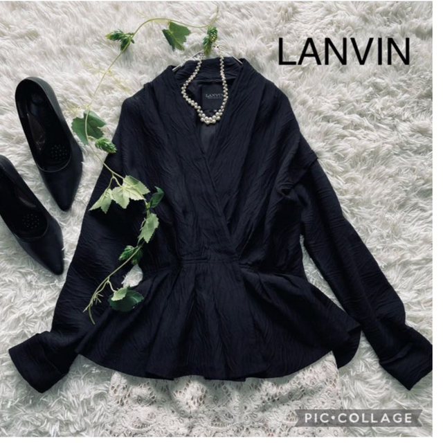 LANVIN(ランバン)のLANVIN ランバンコレクション　ノーカラージャケット　イタリア製生地使用 レディースのジャケット/アウター(ノーカラージャケット)の商品写真