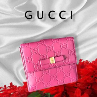グッチ(Gucci)のW43 グッチ Wホック GGシマ 折り財布 ピンクパープル(財布)
