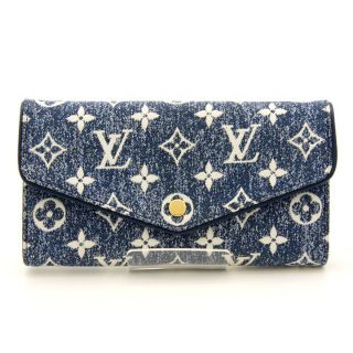 ルイヴィトン(LOUIS VUITTON)の美品 ルイヴィトン 長財布 モノグラムデニム ポルトフォイユ・サラ アリーヌ 青(財布)