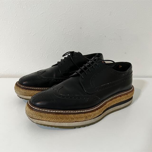即納格安 PRADA ウィングチップ シューズ エスパドリーユ 正規店新品