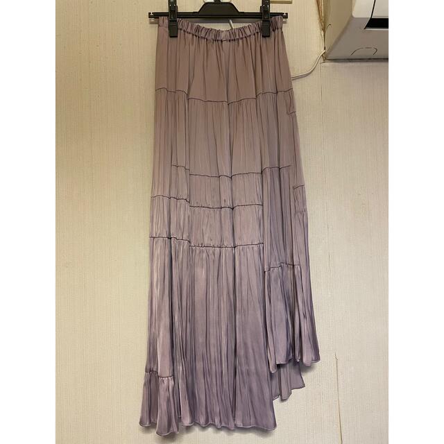 Nobleランダムギャザーパッチワークスカートピンク中古美品