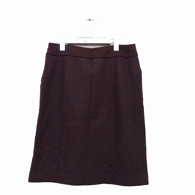 22 OCTOBRE(ヴァンドゥーオクトーブル)の22オクトーブル スカート 台形スカート 膝丈 ウール ドット 44 ブラウン レディースのスカート(ひざ丈スカート)の商品写真