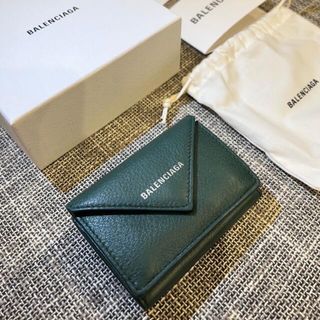 バレンシアガ(Balenciaga)のBALENCIAGA ペーパーミニウォレット　ダークグリーン(財布)