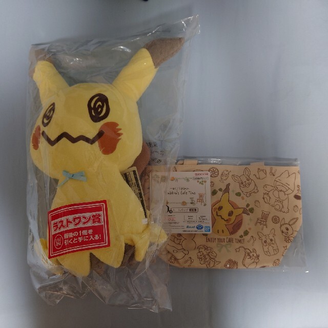 ポケモン　一番くじ　ラストワン　ミミッキュ　トートバッグ　カフェタイム エンタメ/ホビーのおもちゃ/ぬいぐるみ(キャラクターグッズ)の商品写真