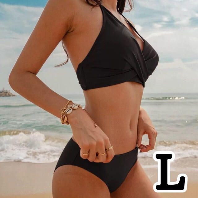 ビキニ 水着 Lサイズ セクシー ホルターネック ブラック レディース B 水着 ホルターネック ビキニ L レディース カーキ 韓国