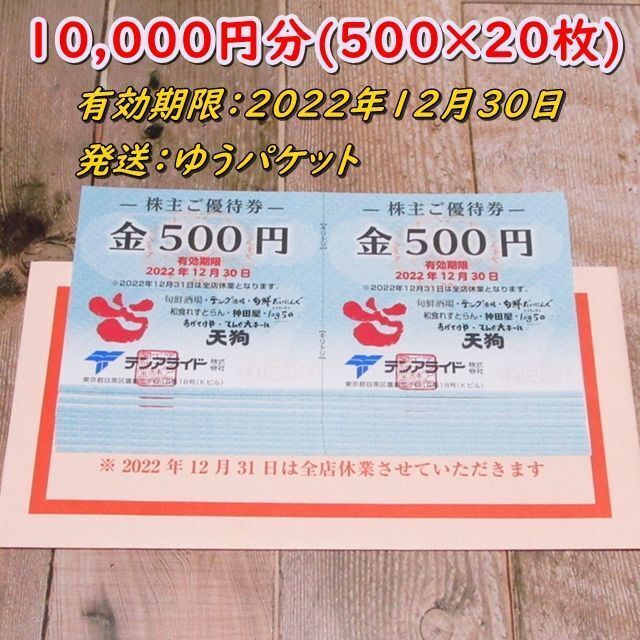 テンアライド 株主優待券 10000円分 天狗◇テング酒場 神田屋他 - www ...