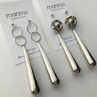 ハンドメイド シルバー ロング ドロップ ピアス/イヤリング オーロラカラー(ピアス)