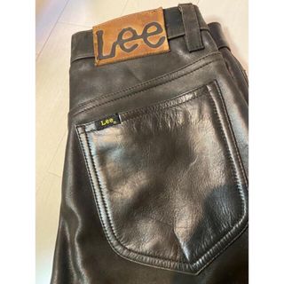 リー(Lee)の古着 ビンテージ  レザー パンツ 焦茶  革 美品(デニム/ジーンズ)