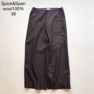 スピックアンドスパン(Spick & Span)の442スピック&スパン 上質ウール100％とろみワイドパンツ36ダークブラウン(その他)