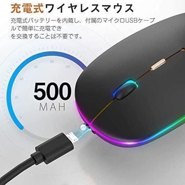 E043 充電式 ワイヤレスマウス Bluetooth5.2 2.4GHz a スマホ/家電/カメラのPC/タブレット(PC周辺機器)の商品写真