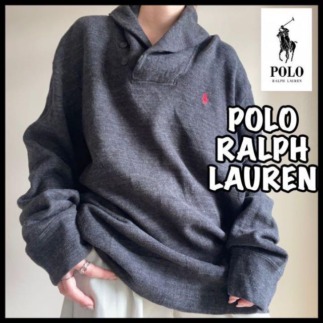 POLO RALPH LAUREN(ポロラルフローレン)のポロラルフローレン ニット ショールカラー  プルオーバー ビックサイズ 刺繍 メンズのトップス(ニット/セーター)の商品写真