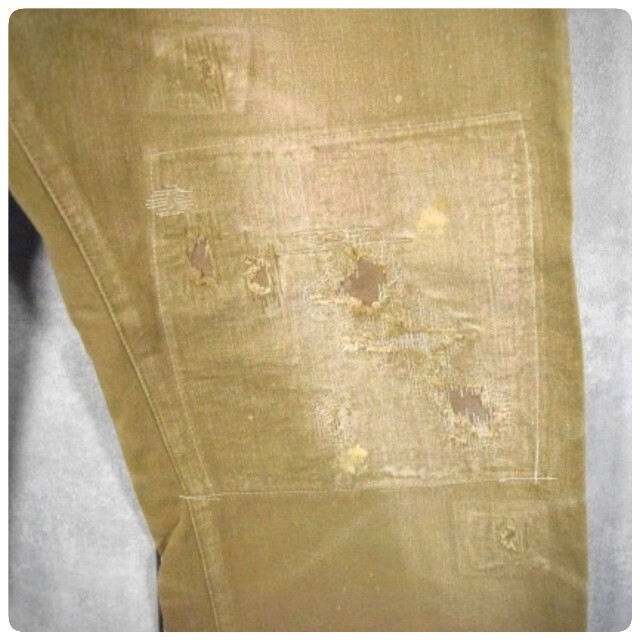 KAPITAL(キャピタル)の超稀少 KAPITAL 最高級刺し子ダメージド草木染めカツラギミリタリーパンツ メンズのパンツ(デニム/ジーンズ)の商品写真