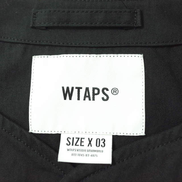 W)taps(ダブルタップス)のWTAPS ダブルタップス 22SS 日本製 SCOUT /LS / NYCO. TUSSAH クロスボーン刺繍 スカウトシャツ 221WVDT-SHM04 03(L) BLACK 長袖 ノーカラーミリタリーシャツ タッサー トップス【中古】【WTAPS】 メンズのトップス(シャツ)の商品写真