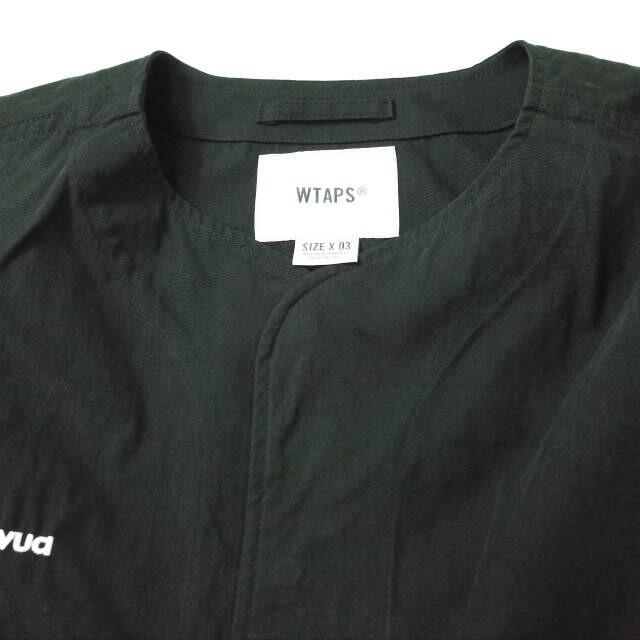 W)taps(ダブルタップス)のWTAPS ダブルタップス 22SS 日本製 SCOUT /LS / NYCO. TUSSAH クロスボーン刺繍 スカウトシャツ 221WVDT-SHM04 03(L) BLACK 長袖 ノーカラーミリタリーシャツ タッサー トップス【中古】【WTAPS】 メンズのトップス(シャツ)の商品写真