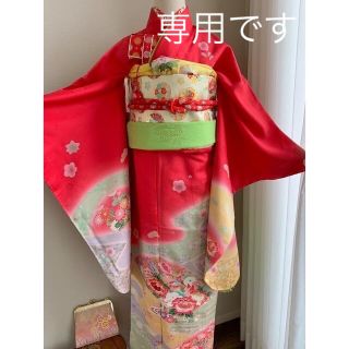 逸品　七五三　パールトーン加工済★しつけ糸付き★正絹七歳のお祝い着セット(和服/着物)