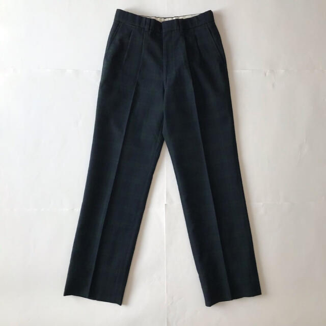 Vtg　2タックセミワイドスラックス　ブラックウォッチ　ウールタッチ秋冬　日本製 メンズのパンツ(スラックス)の商品写真