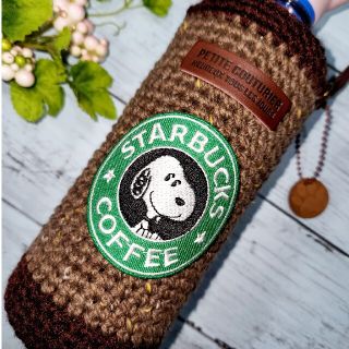 coffeeスタバSNOOPYペットボトルホルダー/肉球🐾レザーチャーム付き(その他)