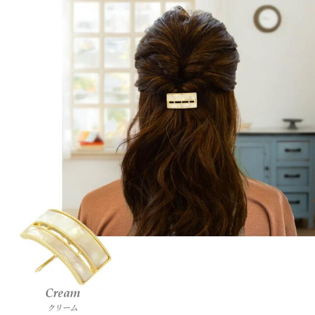 ポニーフック　白　べっ甲　ゴールド レディースのヘアアクセサリー(その他)の商品写真