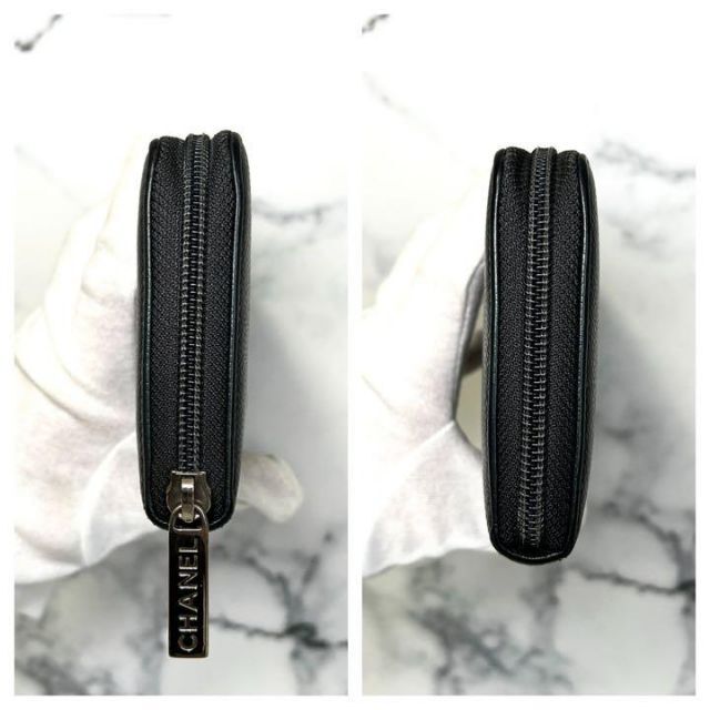 ✨美品✨CHANEL シャネル ココマーク キャビアスキン ラウンド ✨美品✨CHANEL シャネル ココマーク キャビアスキン ラウンド