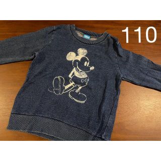 ディズニー(Disney)のデニム風 ミッキートレーナー / 110cm(Tシャツ/カットソー)