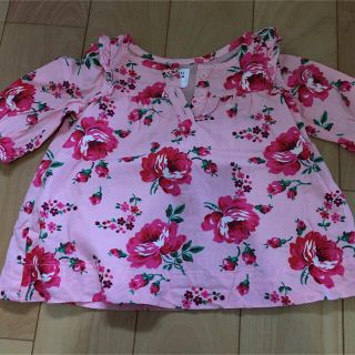 ベビーギャップ(babyGAP)のBaby GAP ピンク色花柄チュニック50cm 美品(着用1回のみ)(シャツ/カットソー)