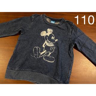 ディズニー(Disney)のデニム風 ミッキートレーナー / 110cm(Tシャツ/カットソー)
