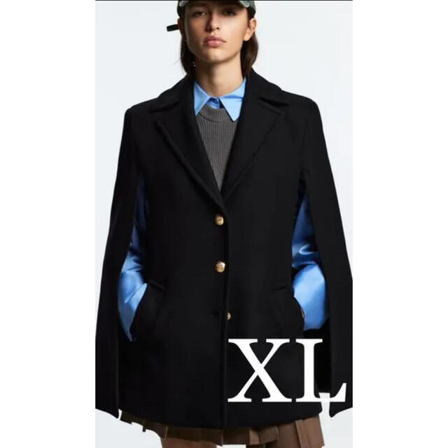 本日限定 ZARA ウールブレンドボタンケープコート 金ボタン asakusa.sub.jp