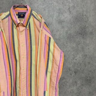 ポロラルフローレン(POLO RALPH LAUREN)の90S ラルフローレン　ストライプシャツ　奇抜　メンズ　M 古着　個性派(シャツ)