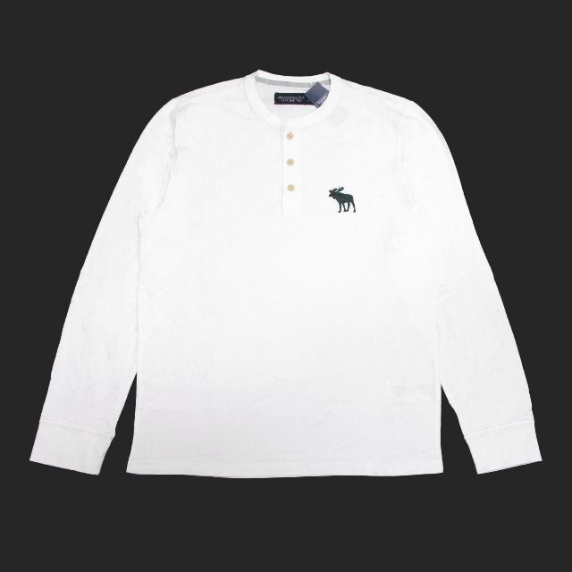 ★新品★アバクロンビー&フィッチ★ビッグアイコン長袖ヘンリー (White/L)