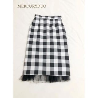 マーキュリーデュオ(MERCURYDUO)のMERCURYマーキュリーデュオ　ブロック　チェック　チュール　スカート M(ひざ丈スカート)