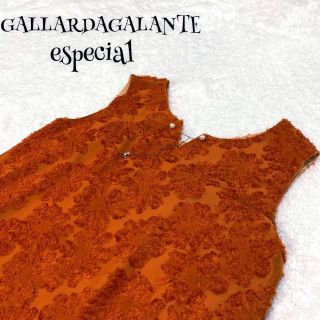 コラージュガリャルダガランテ(COLLAGE GALLARDAGALANTE)の美品 GALLARDAGALANTE☆Aラインワンピース 総柄 花柄 オレンジ(ひざ丈ワンピース)