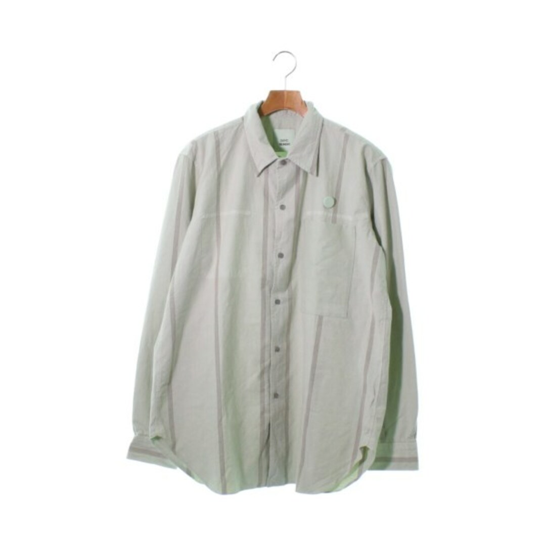 OAMC オーエーエムシー カジュアルシャツ L 緑x茶(ストライプ)