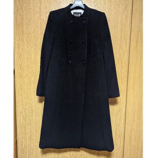 フォクシー ノーカラージャケット ジップアップ ストレッチ 紺 白 38