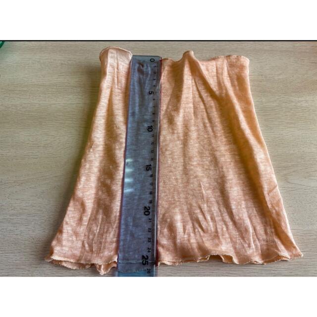 ゆったりリネン麻100%オレンジピンク&スラブ生地ウェーブ手作りネックウォーマー レディースのファッション小物(ネックウォーマー)の商品写真