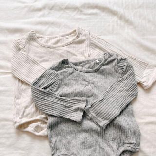 ベビー服　2枚セット　まとめ売り　70 ロンパース　長袖　秋　白　女の子　男の子(ロンパース)