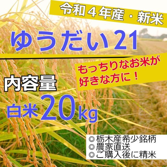 ミルキークイーン好きに！　米/穀物　地元の銘柄米応援中！】「ゆうだい21」白米　20kg