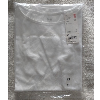 ユニクロ(UNIQLO)の新品未使用 ユニクロ ストレッチコットンボートネックＴ 白 ホワイト XS(Tシャツ(長袖/七分))