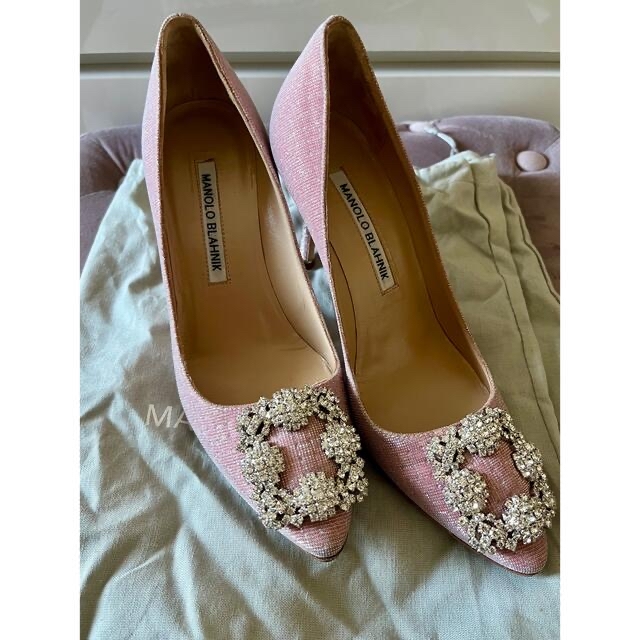 超美品の MANOLO BLAHNIK - マノロブラニクハンギシピンク ラメ