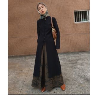 アメリヴィンテージ(Ameri VINTAGE)のAmeri★HALF OPEN LONG TOP　ブラック(ニット/セーター)