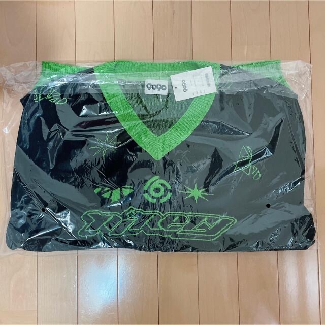 9090 TECHNO Knit Vest(ブラック×グリーン) 9090s