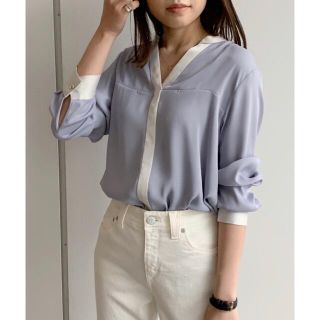 ラウンジドレス(Loungedress)のLoungedress ラウンジドレス　ジョーゼットブラウス　ブルー(シャツ/ブラウス(長袖/七分))