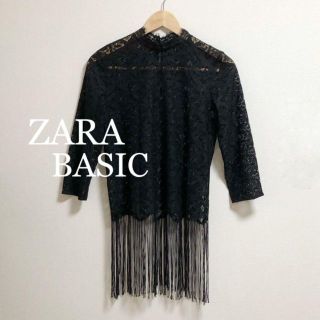 ザラ(ZARA)のZARA  BASIC  ザラベーシック　トップス　レース　編み　透け感　8分袖(シャツ/ブラウス(長袖/七分))