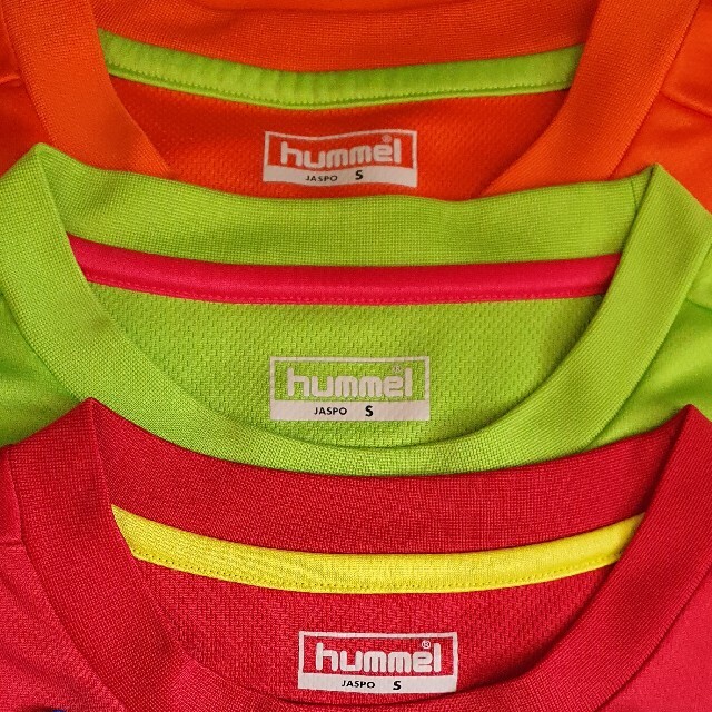 hummel(ヒュンメル)のヒュンメル プラクティス シャツ ドライＴシャツ Ｓ ３枚セット used 美品 スポーツ/アウトドアのサッカー/フットサル(ウェア)の商品写真