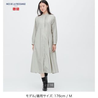 ユニクロ(UNIQLO)のコットンピンタックワンピース（長袖）(ロングワンピース/マキシワンピース)