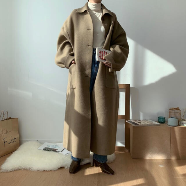 TODAYFUL(トゥデイフル)の【Nokcha】wool over coat/moca beige レディースのジャケット/アウター(ロングコート)の商品写真