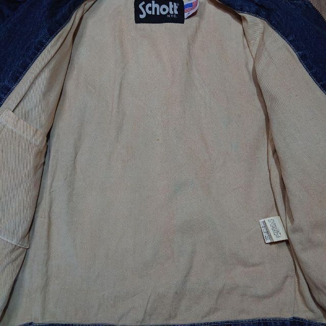SCHOTT デニム ライダースジャケット ショット 古着 ダメージ加工
